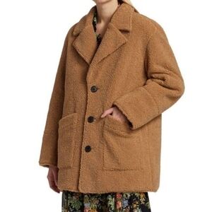 Derek Lam Women Amelie Faux Shearling Reversible Coat Jacket Camel Size 16